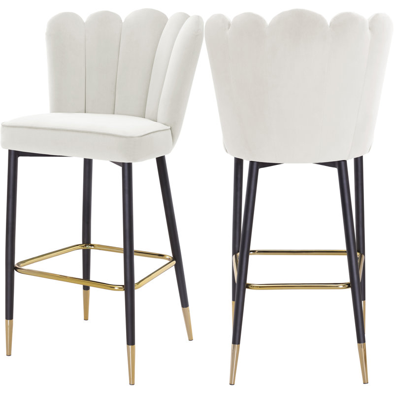 Sonette Upholstered Counter Stool with Metal Frame, Cream Velvet