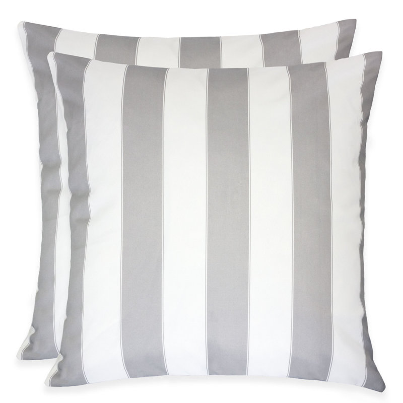 Striped Outdoor Reversible Throw Pillow, Gray, 20" x 20"