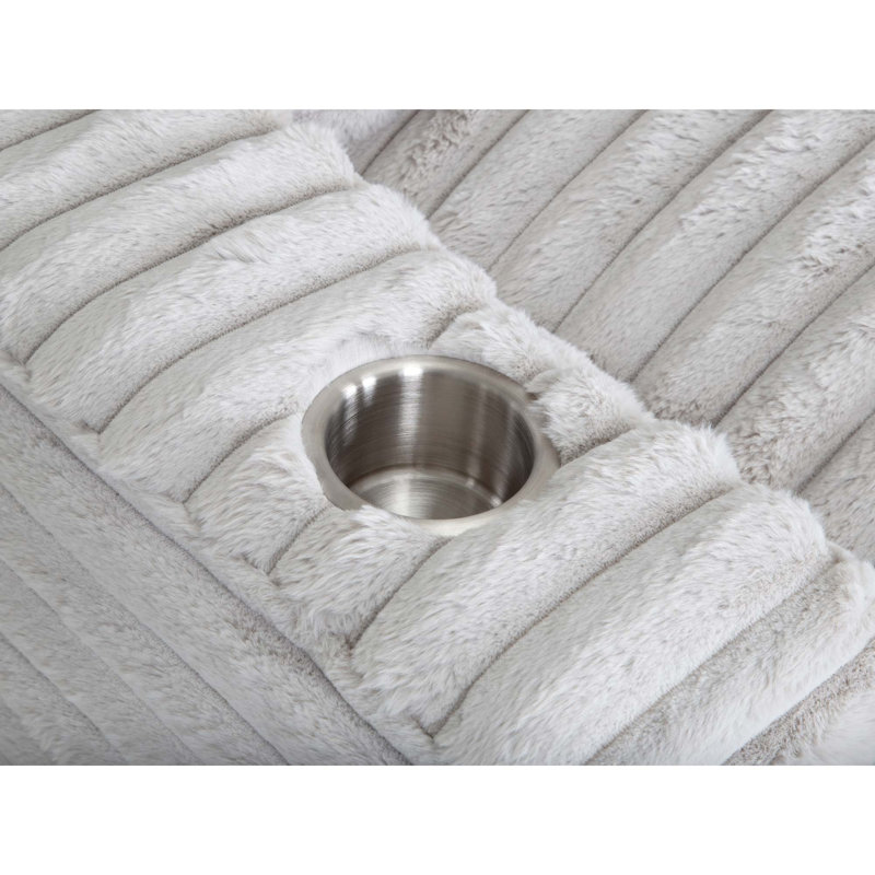 Chaise longue Alhertine avec porte-gobelets, Gris clair