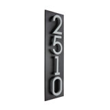Floating Stand-Off 4-Number Vertical Sign, Black /W/ Silver Modern Font Numbers