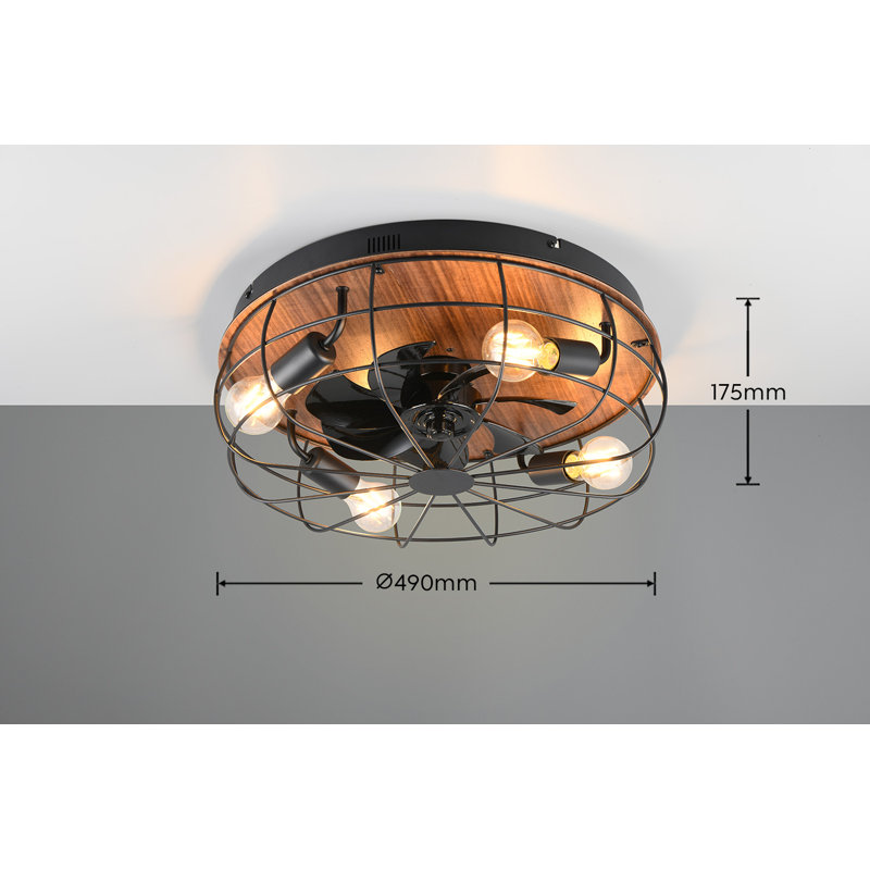 48cm Calista 7 - Blade Ceiling Fan with Remote Control and Light Kit Included, Brown