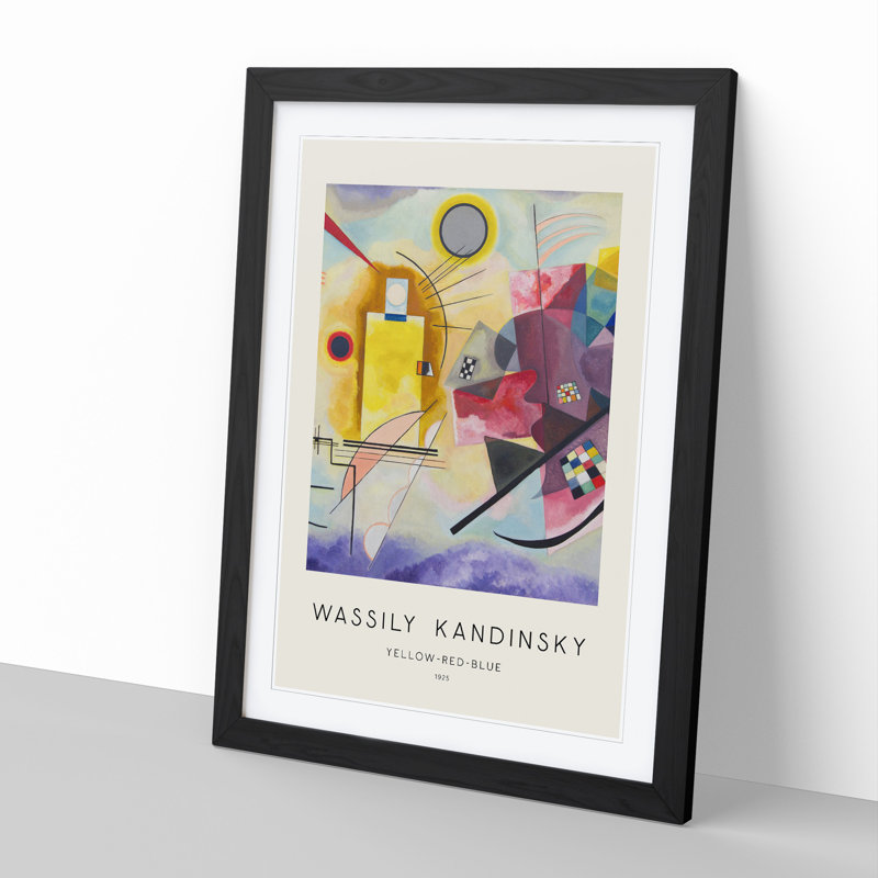 Yellow Red Blue Print by Wassily Kandinsky - Picture Frame Painting, Black, 36cm H x 27cm W x 2cm D