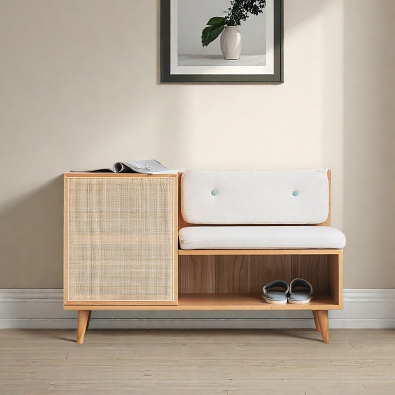 Banc à chaussures en rotin tissé 43,3 po