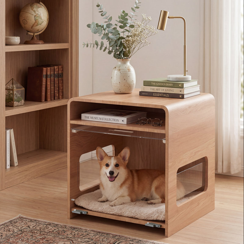 Meuble de 26 po H 26 po x l 21 po x P 24 po avec porte en PET cachée rabattable, rangement intégré et conception respirante