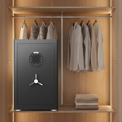 Coffre-fort de 2,8 pi cu, sac, fabrication en acier robuste, clavier numérique, porte de 10 mm, boulons de 28 mm, tablette amovible, boîte à bijoux, double alarme, mode silencieux, acier à utilisation flexible, verrouillage du clavier, rangement,