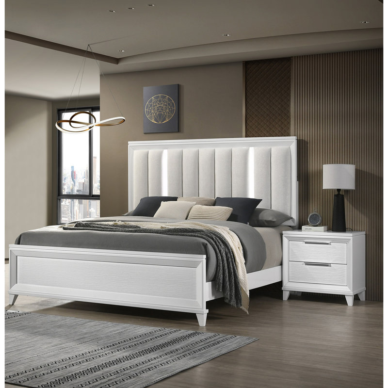 Ensemble de lit contemporain 3 pièces, Très grand lit
