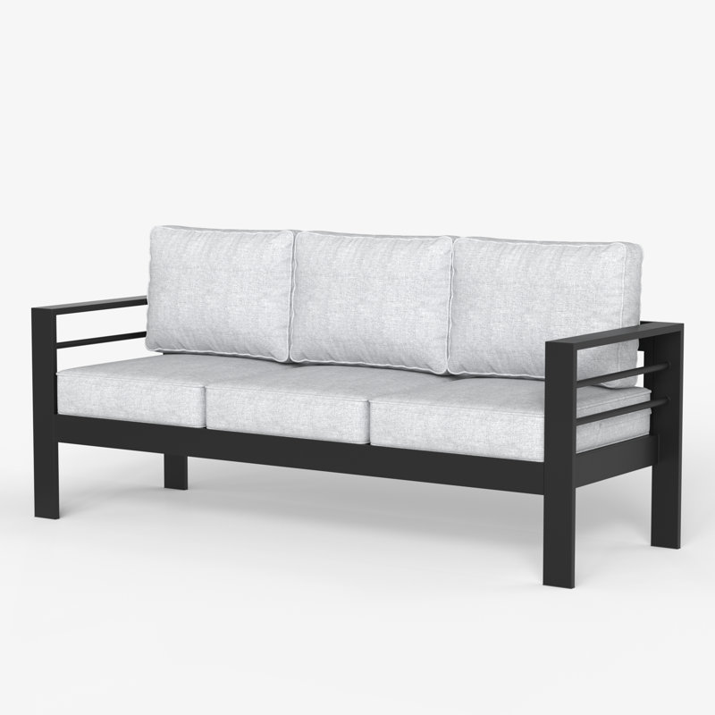 Alturas Standalone Product 73" Wide Outdoor Reversible Patio Sofa with Cushions, Black