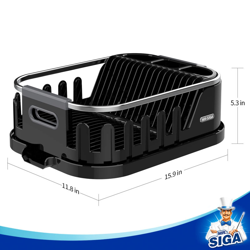 Versatile Aluminum Frame Dish Drying Rack - Detachable Drainboard, Space Saving, Black