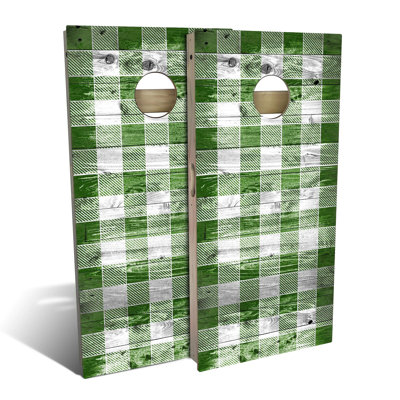 2' X 4' Country Living Green Checkered Cornhole Board Set With Carry Case