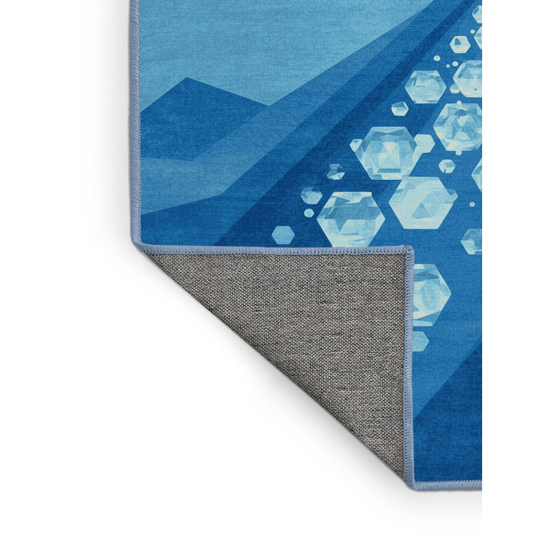 Tapis géométrique bleu et moderne lavable à la machine Orlena, 3 X 5