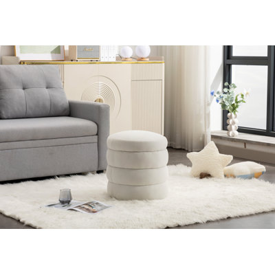 Repose-pieds rond en velours doux