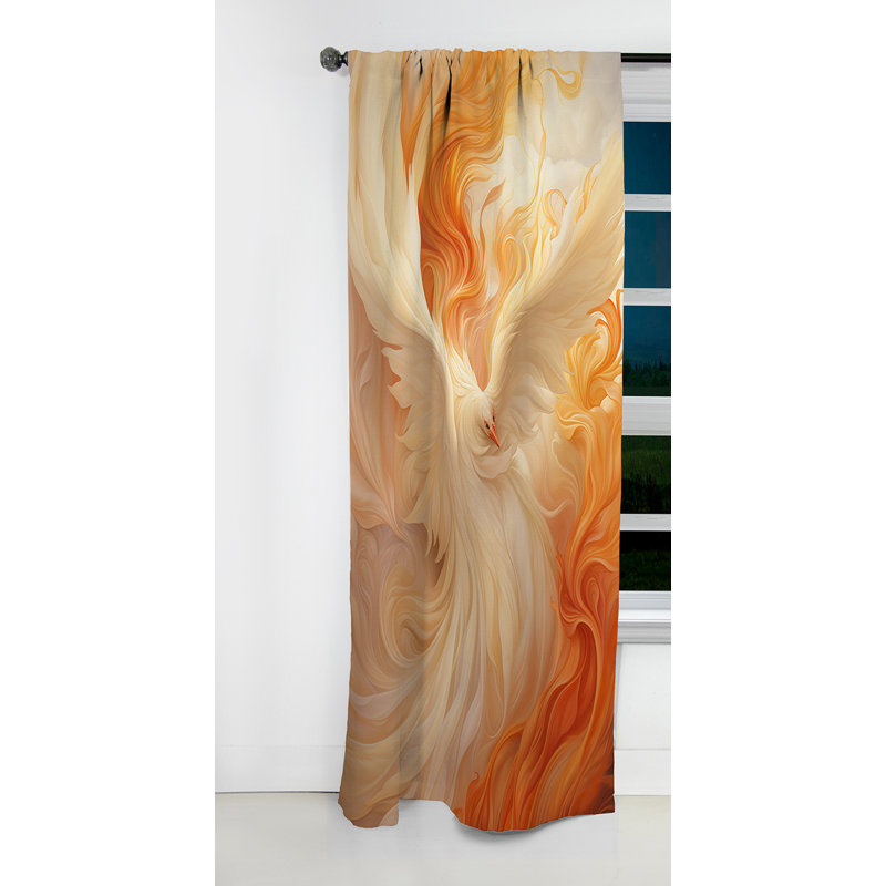 Panneau de rideau abstrait, motif de collage orange occultant - Dimensions infinies beige et orange, L 52 po x L 63 po