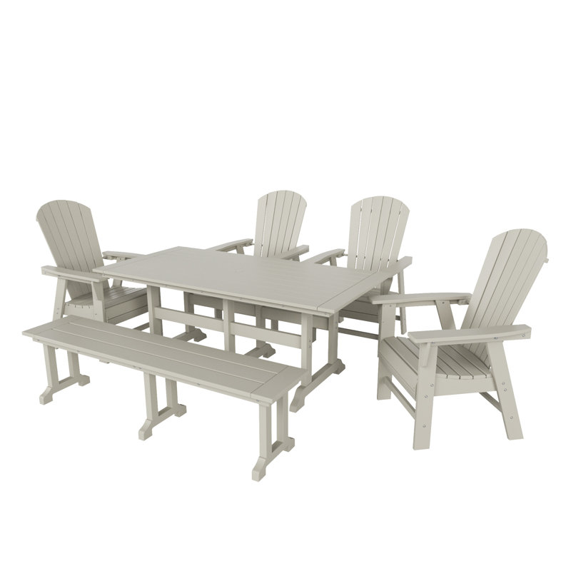 Altura 6 - Person Patio Dining Set with Rectangular Table, Sand