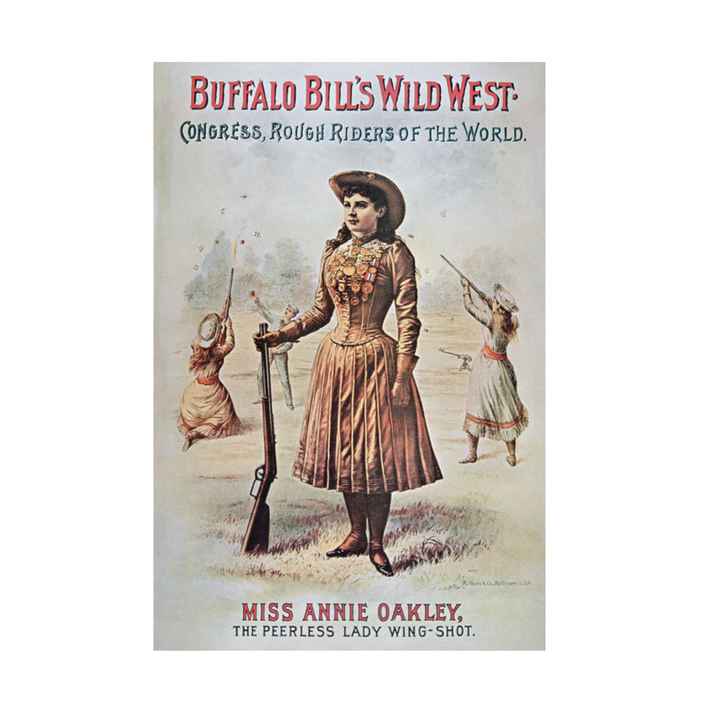 Affiche de l'école américaine «American Buffalo Bills Wild West Show», avec Annie Oakley C.1899, art sur toile