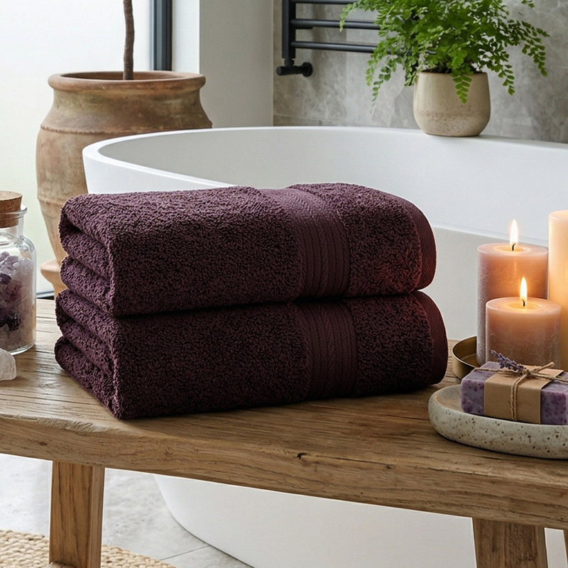 Hand Towels 100% Cotton 600 GSM Absorbent Quick Drying, Brown