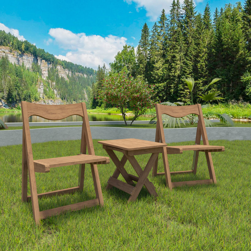 HIPS Material Outdoor Bistro Set Foldable Small Table And Chair Set With 2 Chairs And Rectangular Table