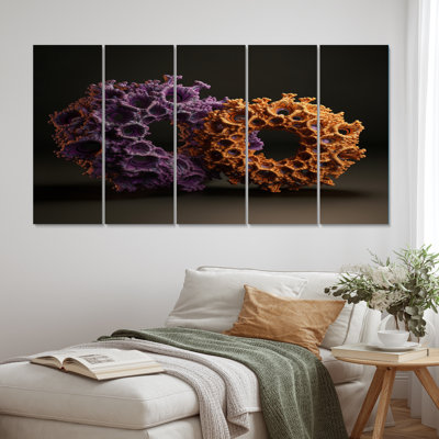 Antosophylium 3D Coastal Creature - Abstract Spirals Wall Decor - 5 Equal Panels