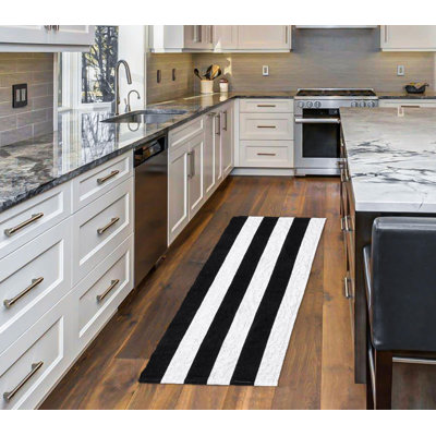 Striped Cliveden | 2' x 6' | Black & White