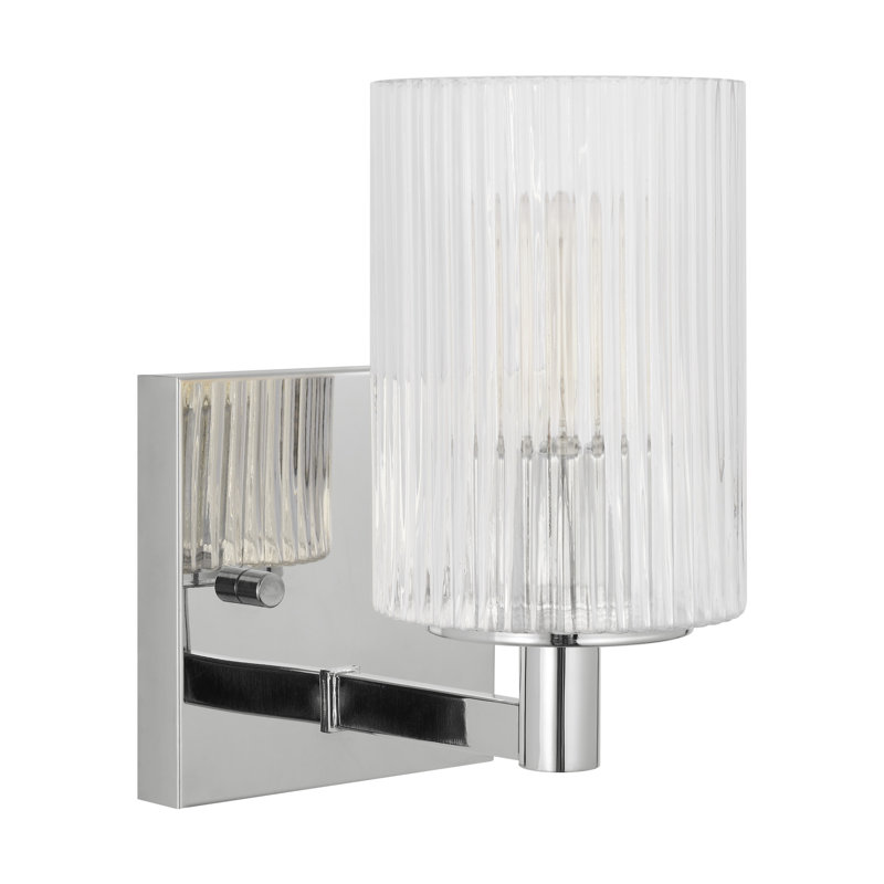 Applique murale de salle de bain avec abat-jour en verre cannelé transparent Luisa, 1, Chrome