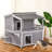 Outdoor Cat House Weatherproof Two Story Feral Cat Shelters with Escape Doors, Insulated Solid Wood, and Removable Middle Floor for Multiple Cats
