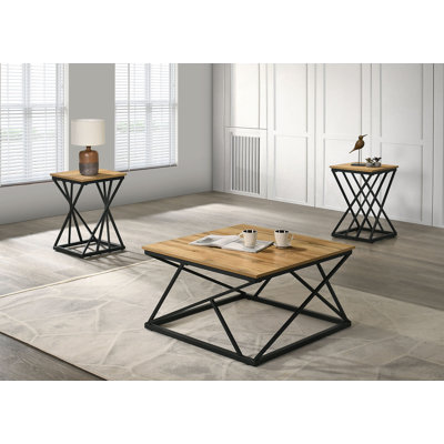 Ensemble de table rustique 3 pièces Table basse 1X Table de bout 2X