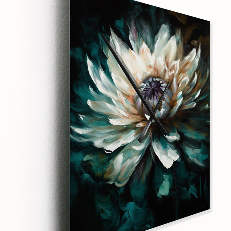 Horloge murale moderne White Lotus Floral Dreams II, H 32 po x l 16 po x P 1 po