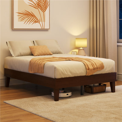 Multi-sized Wooden Platform Bed Frame with Sturdy Slat Support