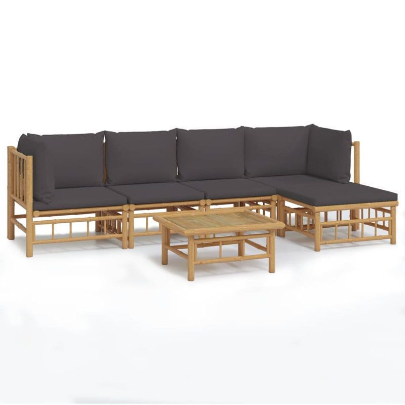 Ensemble de salon de jardin modulaire en polyester naturel gris foncé, Gris foncé