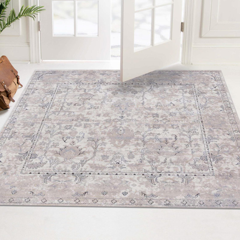 Singleton Oriental Area Rug, Rectangle 6'1" x 9', Ivory
