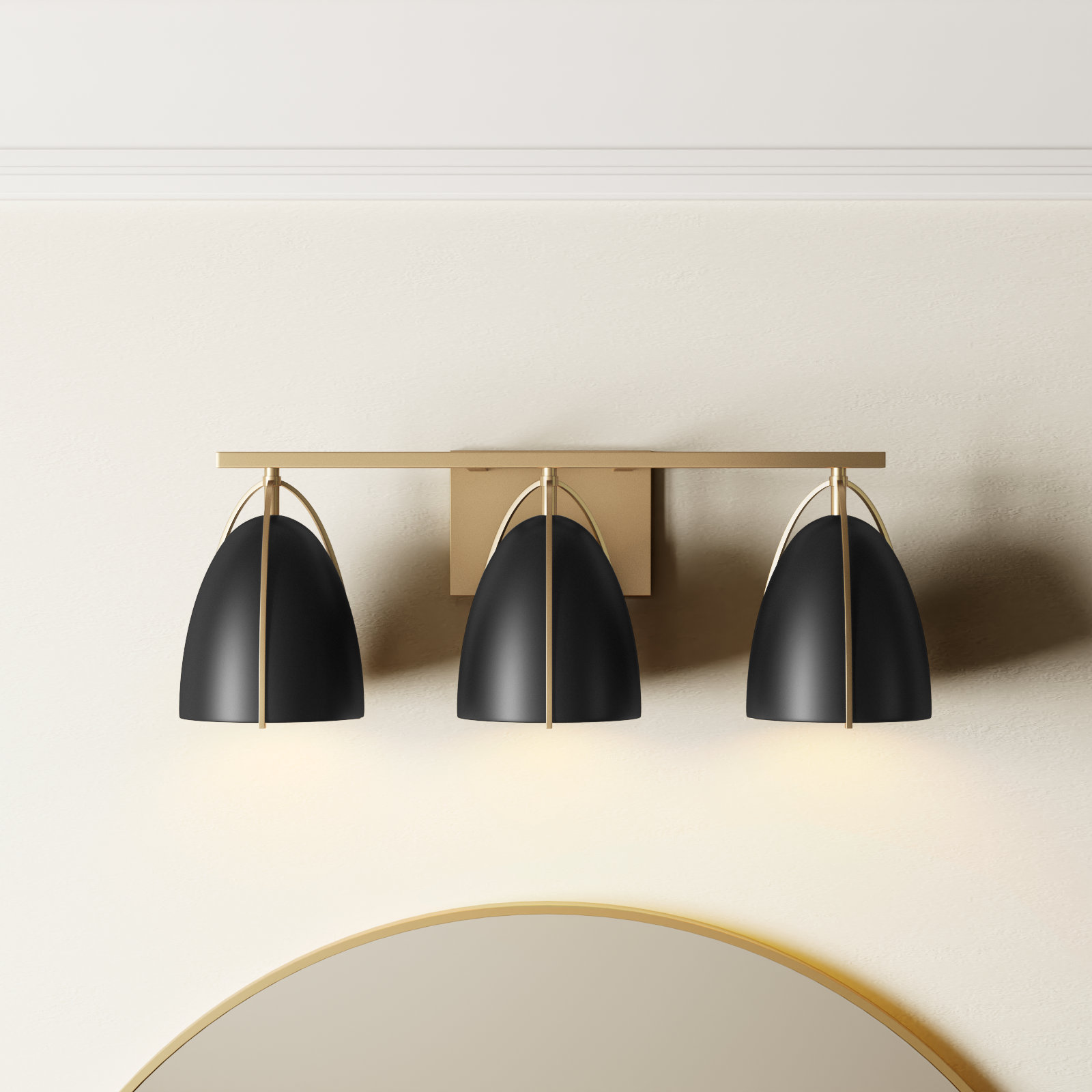 Noel 3-Light Dimmable Vanity Light, Satin Brass, No