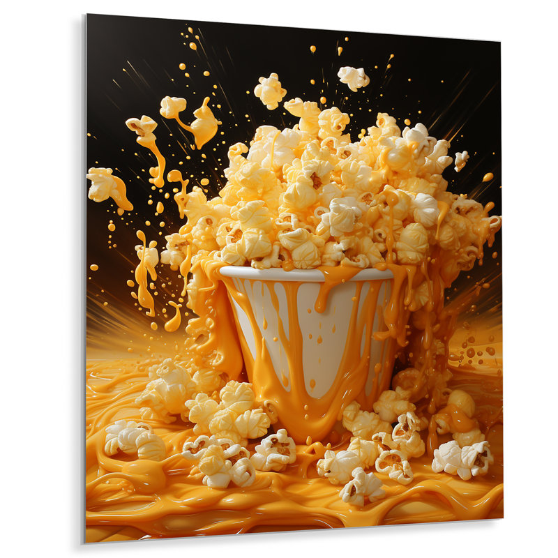 Symphonie de maïs jaune beurré - Art mural en métal Popcorn, H 32 po x l 16 po x P 1 po