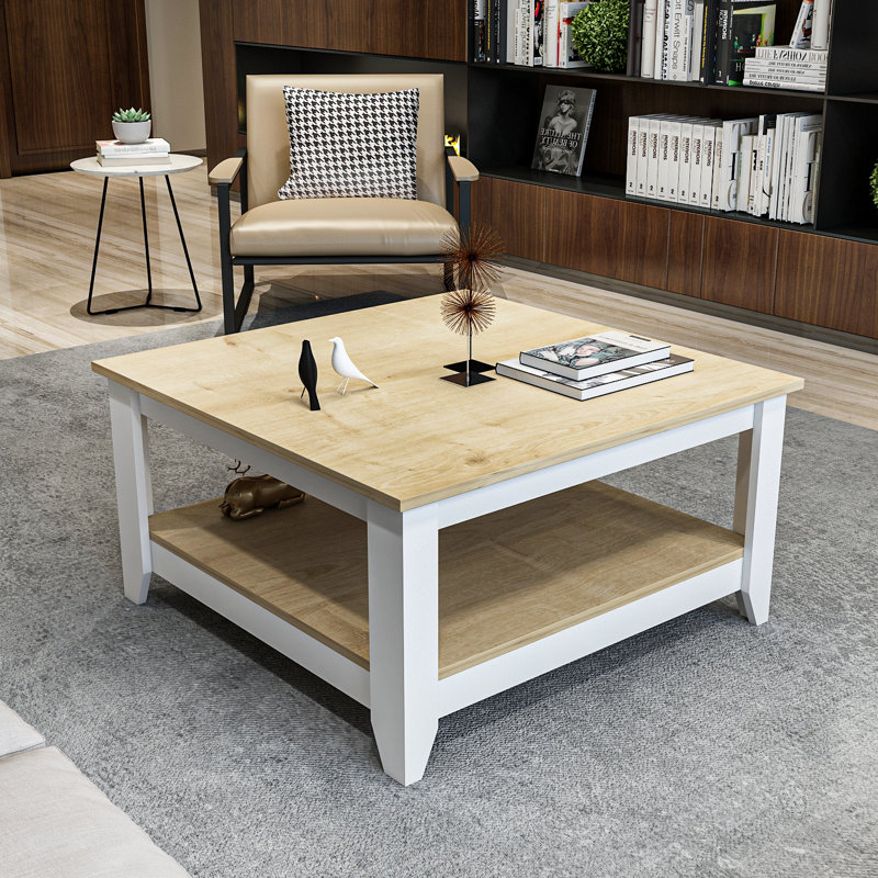 Lea 90 Cm Square Coffee Table, Beige