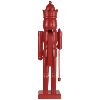 Nutcracker King With Crown And Scepter Standing Christmas Figure - 15" - Red