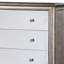 Commode Esteban à finition champagne antique avec tiroirs en miroir et glissières pleine extension pour un rangement élégant