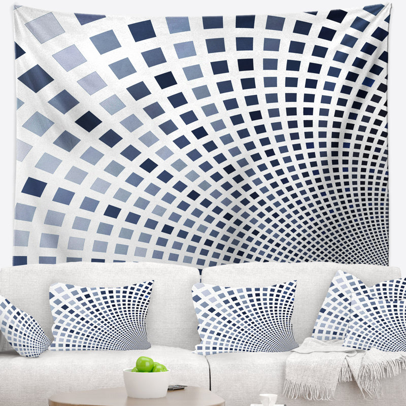 Tapisserie d’illustration abstraite en mosaïque pixels carrés, H 50 po x l 60 po