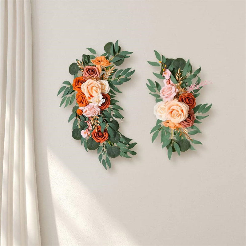 19.68 Inch 2Pcs Rustic Artificial Floral Swag Set – Silk Rose Peony Wedding Arch Flowers For Home Decor, Events & Gifting