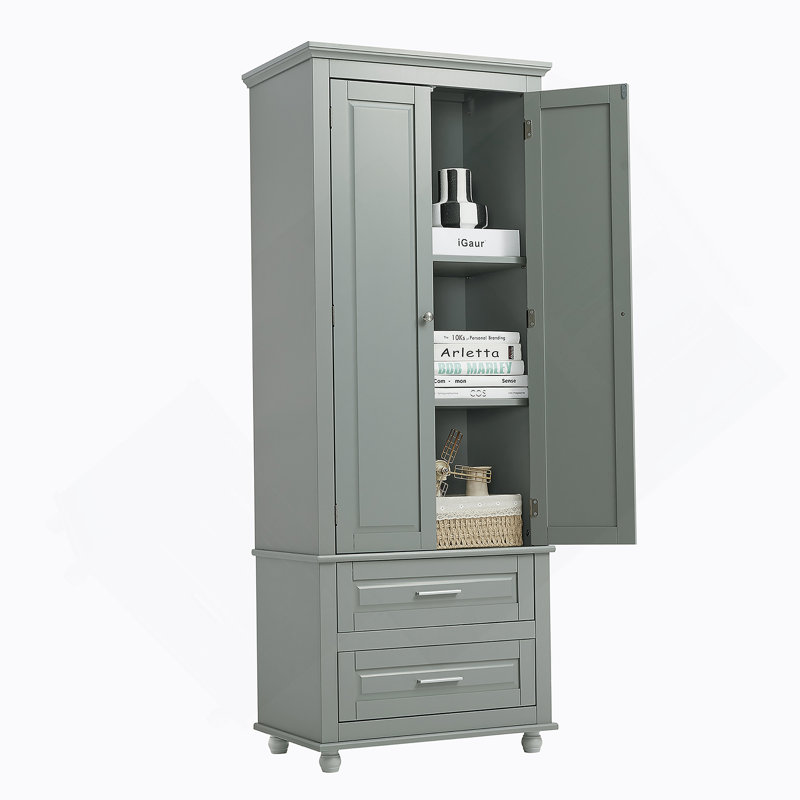 Armoire de salle de bain autoportante avec deux tiroirs pour la salle de bain