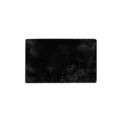 Luxe Faux Rabbit Fur Rectangular Rug - Black
