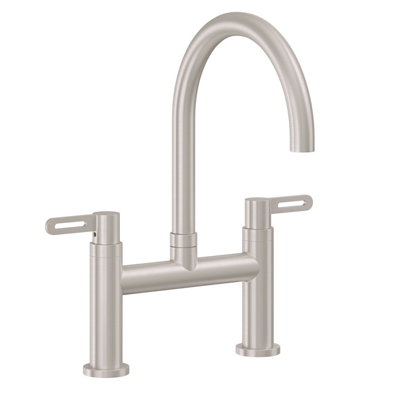 Bridge Kitchen Faucet With Sidespray - Arc Spout, 45 Series Metal Lever, Satin Nickel, Without Side Spray