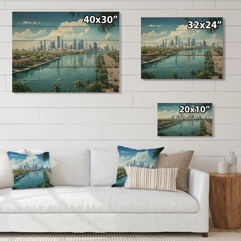 Miami Sunshines State III sur bois, H 10 po x l 20 po x P 0,78 po