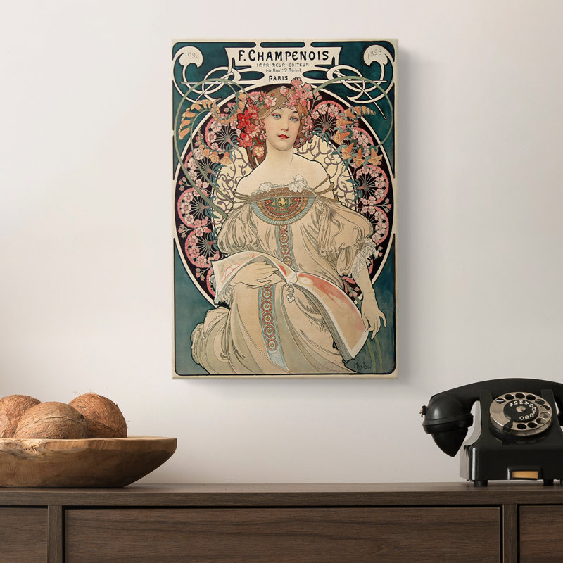 Rêveur - Toile tendue avec châssis par Alphonse Mucha, 8 x 12