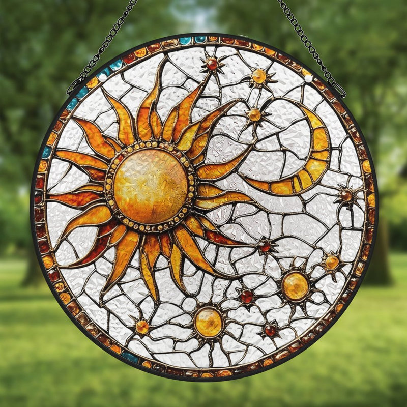 Vitrail Sun Moon, 11,8 x 11,8 po (30 x 30 cm)