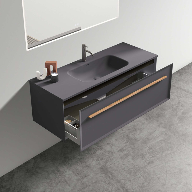 Meuble-lavabo mural moderne avec lavabo à surface solide