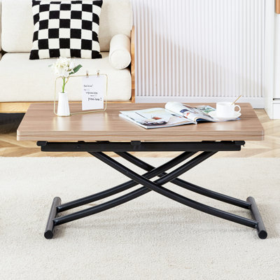 Versatile Table : Lift With 0.8-inch Thick Desktop And 4 Dark Gray Fabric Chairs For Comfortable Seating Dining