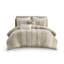 Ensemble d'édredon 3 pièces en coton rayé taupe double / grand-117538993-117538996