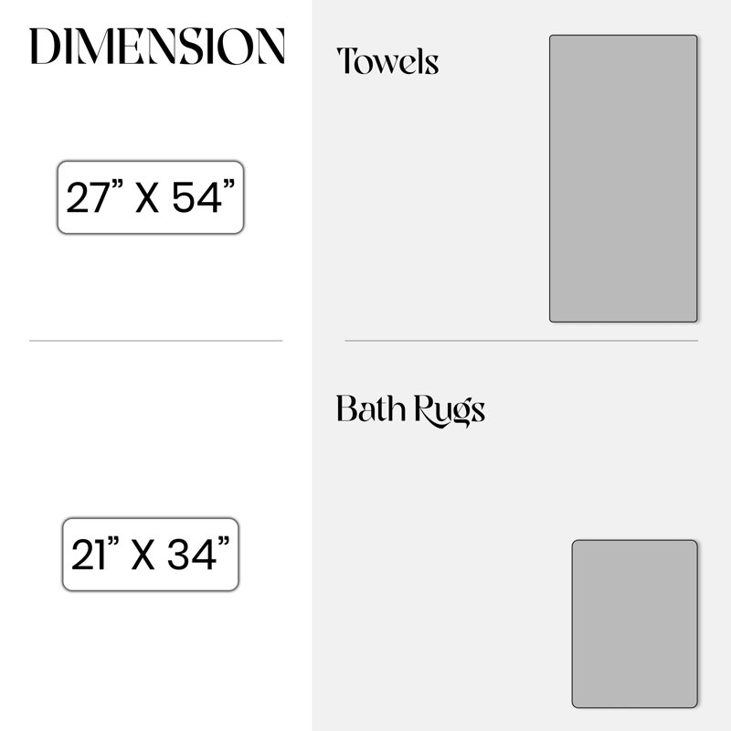 Bruno Collection 100% Soft Cotton Bath Towel Set & 21x34" Bath Rug, 3 Piece Towel Set, Ivory