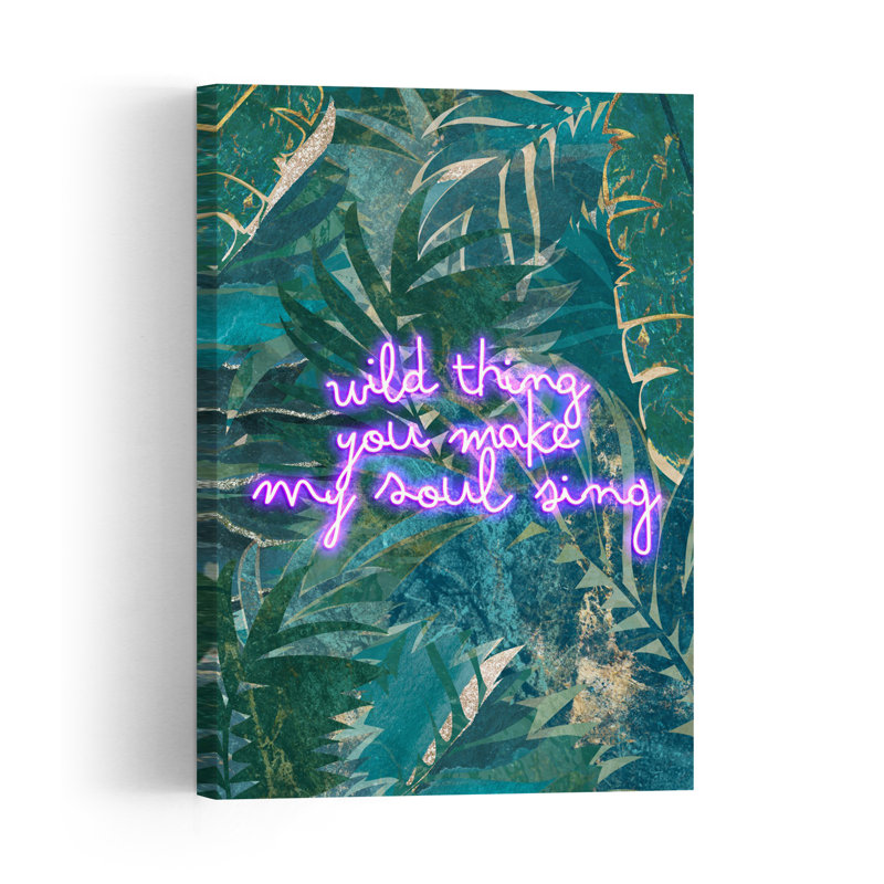 Tableau abstrait de paysage forestier de jungle néon Wild Thing, H 36 po x l 24 po