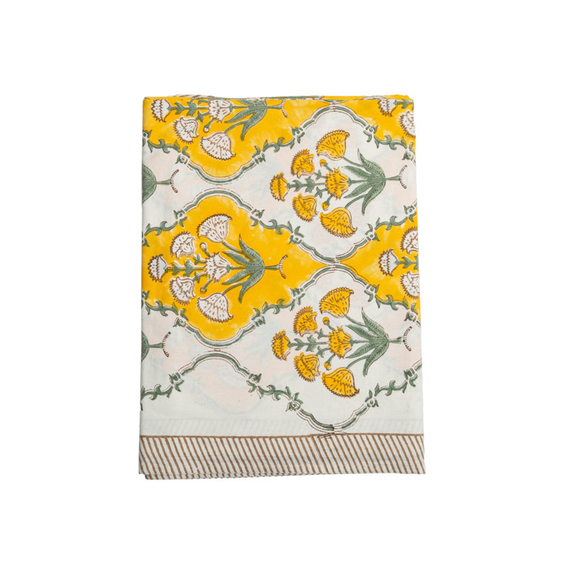 Petals & Plums Tablecloth, Yellow Floral