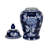 Chinoiserie Traditional Stoneware and Ceramic Lidded Jar with Decorative Motif and Classic Silhouette in Timeless Design for Display or Accent Placement in Living Spaces or Shelf Arrangements-542330468