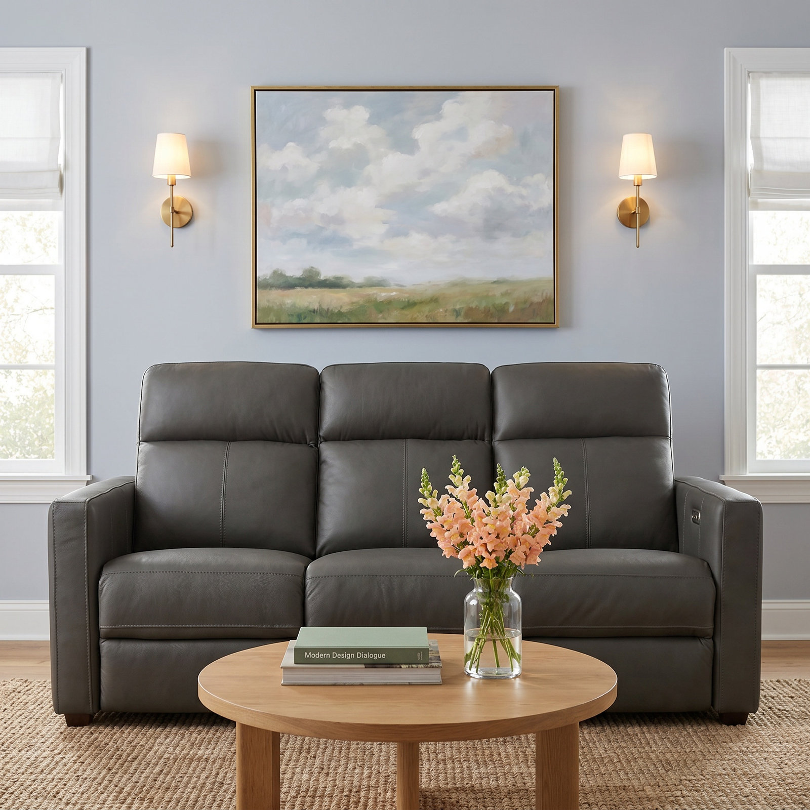Broadway 79" Genuine Leather Reclining Loveseat, Cinnamon Leather Match